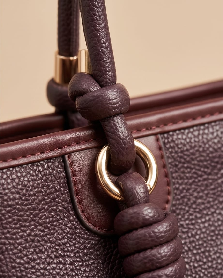 Burgundy Leather Knot Handle Detail