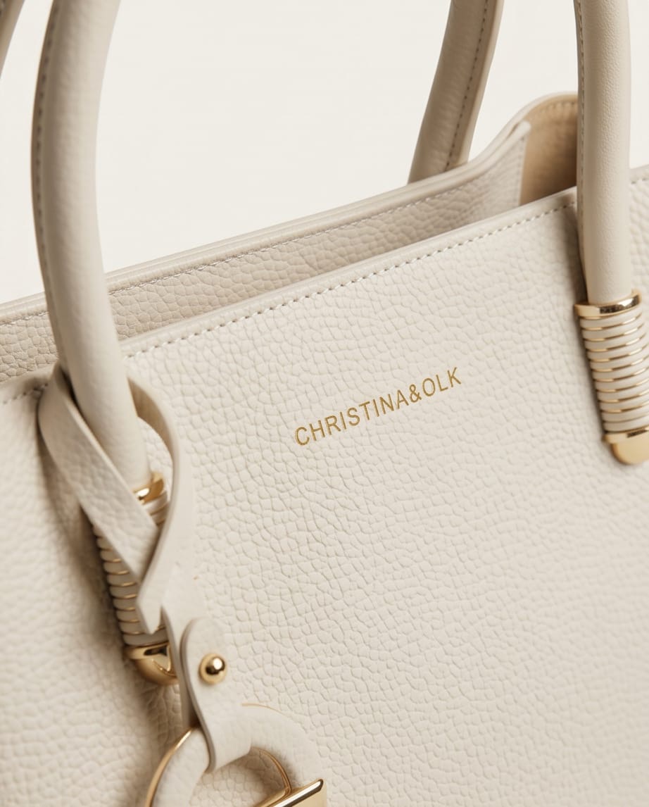 White Christina & Olk Pebbled Leather Handbag