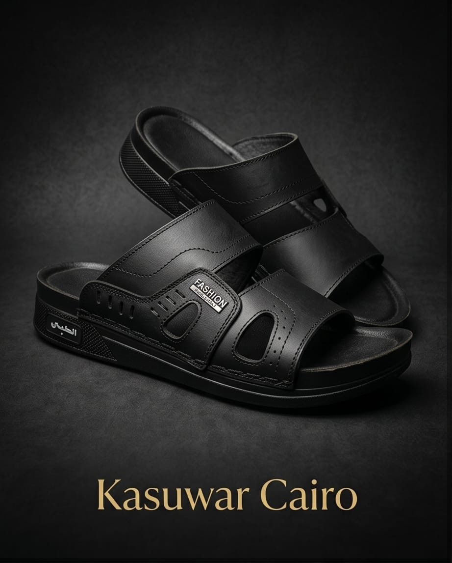 Black Leather Double-Strap Sandals