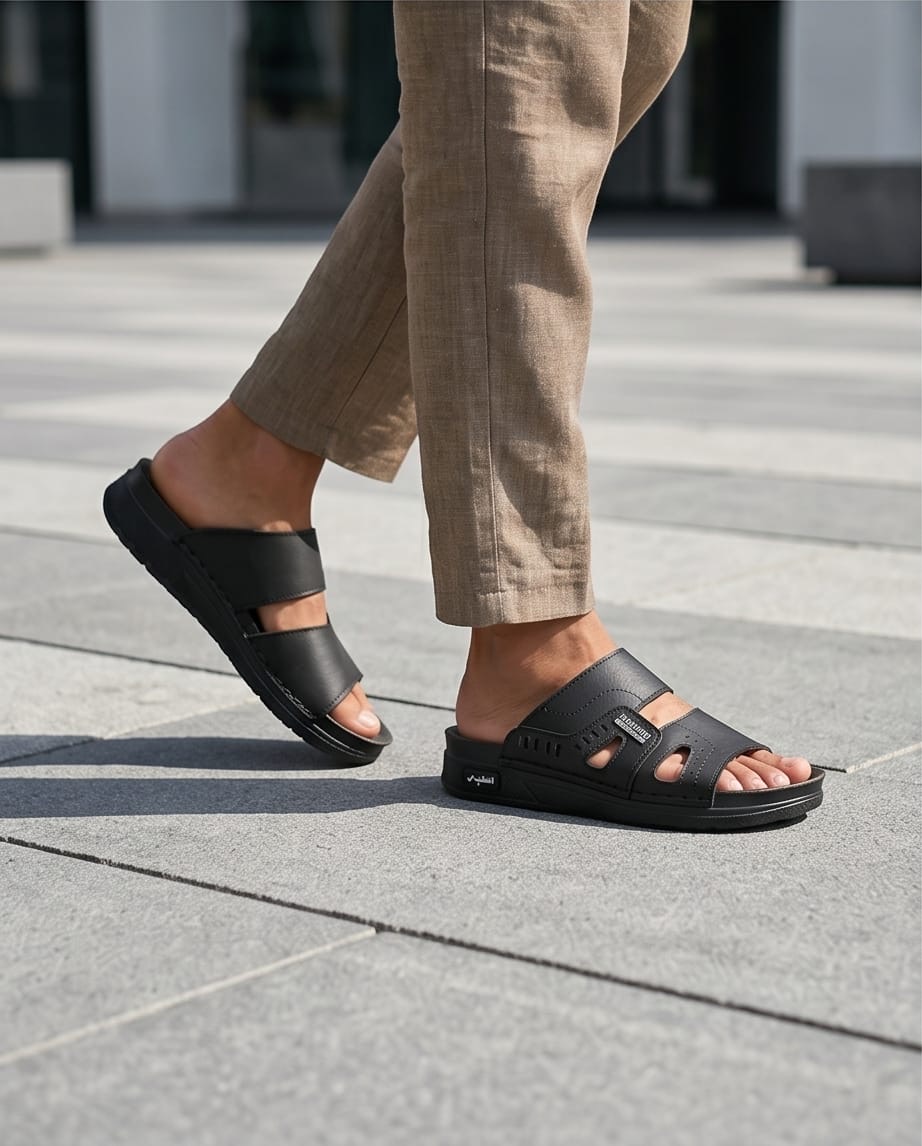 Black Comfort Double-Strap Sandals