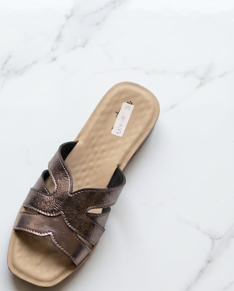 Santana Black Cross-Strap Flat Slides